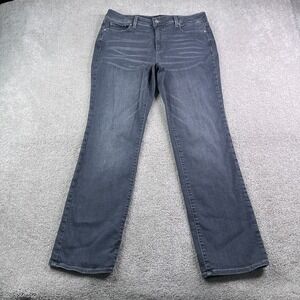 NYDJ Jean Womens 12 Grey Marilyn Straight Leg‎ Mid Rise Stretch Denim Casual